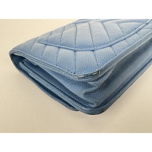 Chanel Wallet on Chain Blue Chevron Caviar Leather B-6 - Picture 9 of 16